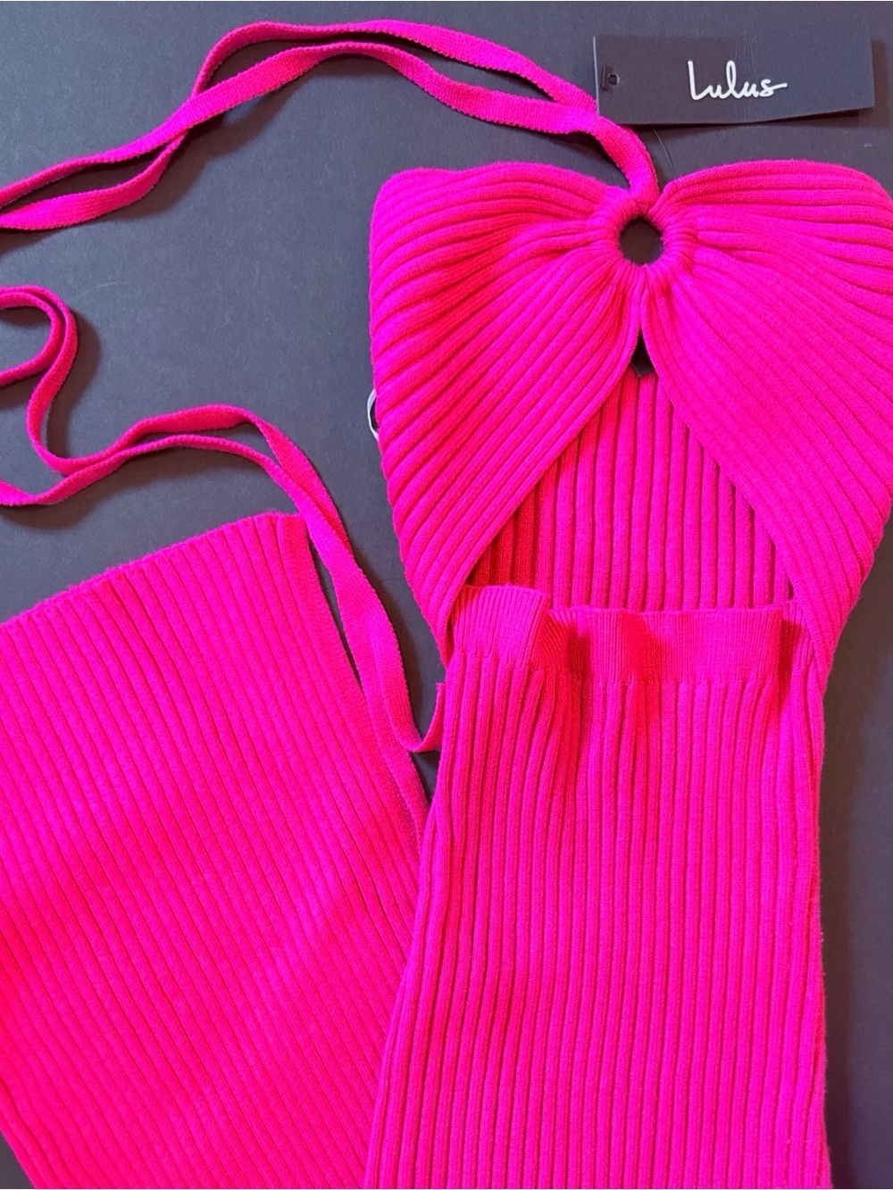 Lulu's Hot Pink Ribbed Midi Dress